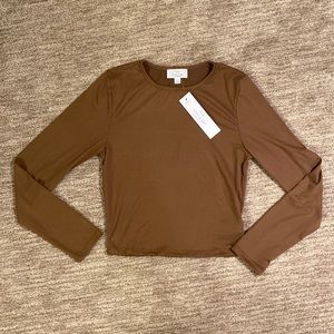 Beautiful Brown long sleeve crop top size XS. super soft material. New with tags